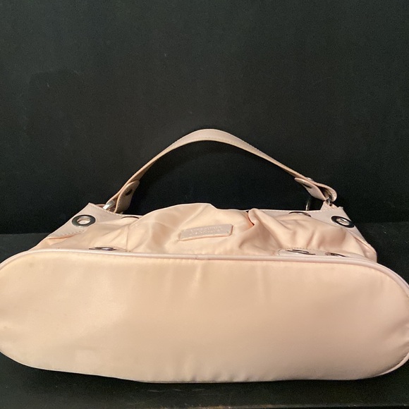 Moschino CHEAP and CHIC Small Handbag Pink Nylon Leather Trim Circle Rivets - Picture 3 of 8